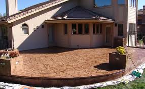 stamped concrete outdoor patio area